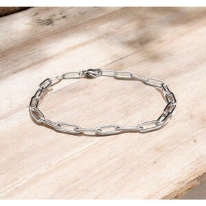 Stainless Steel Paper Clip Chain Stackable Bracelet 7.5 inches
